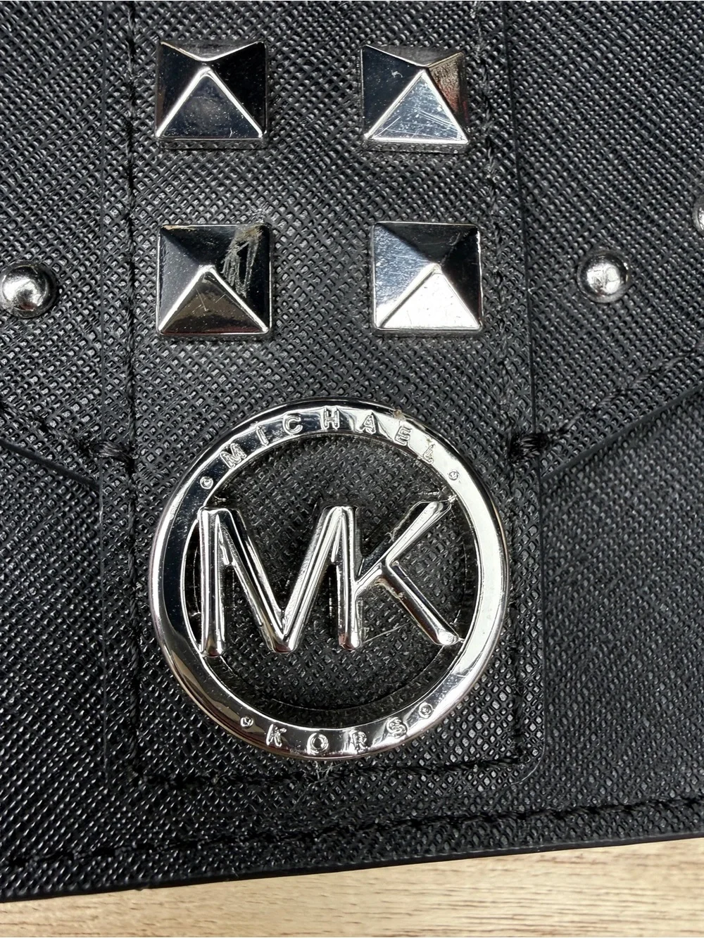 Michael Kors Black Leather Studded Belt Bag Fanny Pack Silver Hardware S/M Edgy